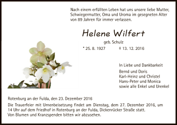 Traueranzeige von Helene Wilfert von HNA