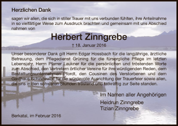 Traueranzeige von Herbert Zinngrebe von HNA