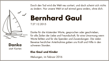 Traueranzeige von Bernhard Gaul von HNA