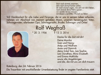 Traueranzeige von Rolf Wegfraß von HNA