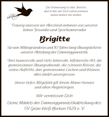 Traueranzeige von Brigitte  von HNA