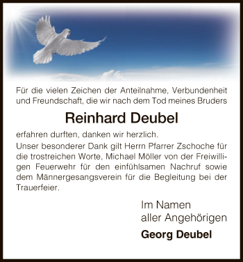 Traueranzeige von Reinhard Deubel von HNA