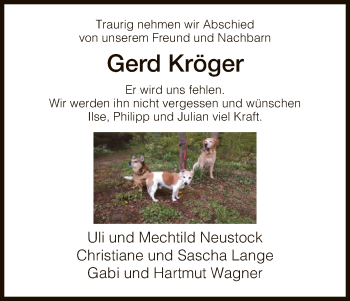 Traueranzeige von Gerd Kröger von HNA