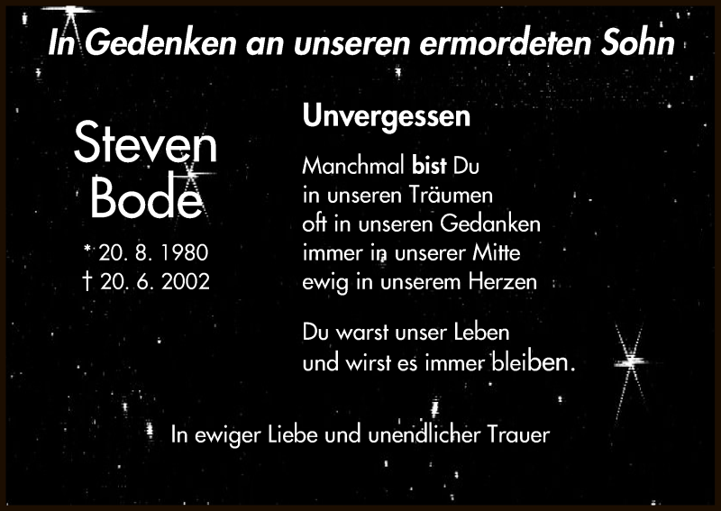  Traueranzeige für Steven Bode vom 20.06.2016 aus HNA