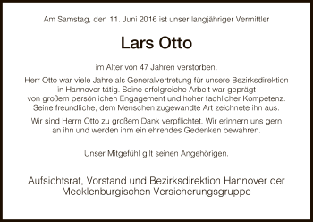 Traueranzeige von Lars Otto von HNA