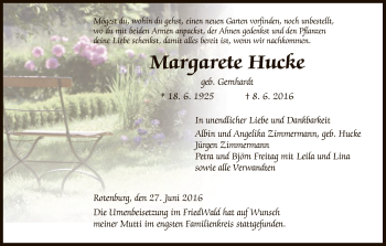 Traueranzeige von Margarete Hucke von HNA
