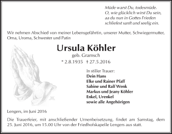 Traueranzeige von Maria Ortwein von HNA