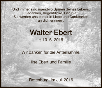 Traueranzeige von Walter Ebert von HNA