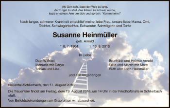 Traueranzeige von Susanne Heinmüller von HNA