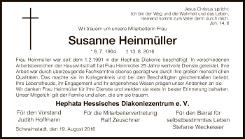 Traueranzeige von Susanne Heinmüller von HNA