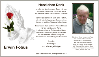 Traueranzeige von Erwin Föbus von HNA