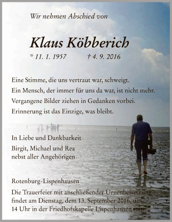 Traueranzeige von Klaus Köbberich von HNA