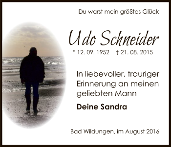 Traueranzeige von Udo Schneider von HNA