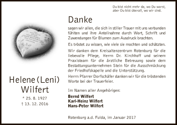Traueranzeige von Helene Wilfert von HNA