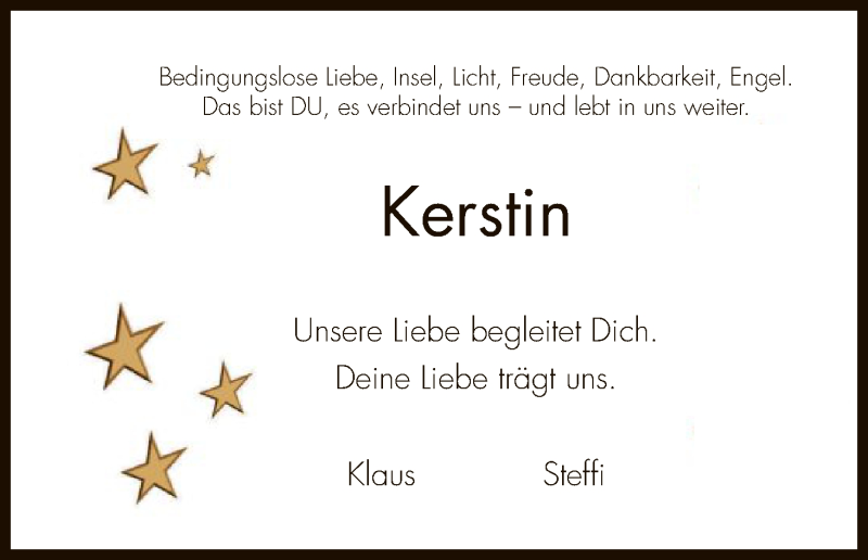  Traueranzeige für Kerstin Rössel vom 10.01.2017 aus HNA