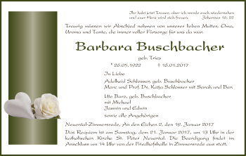 Traueranzeige von Barbara Buschbacher von HNA