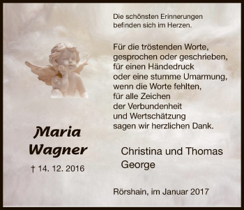 Traueranzeige von Maria Wagner von HNA