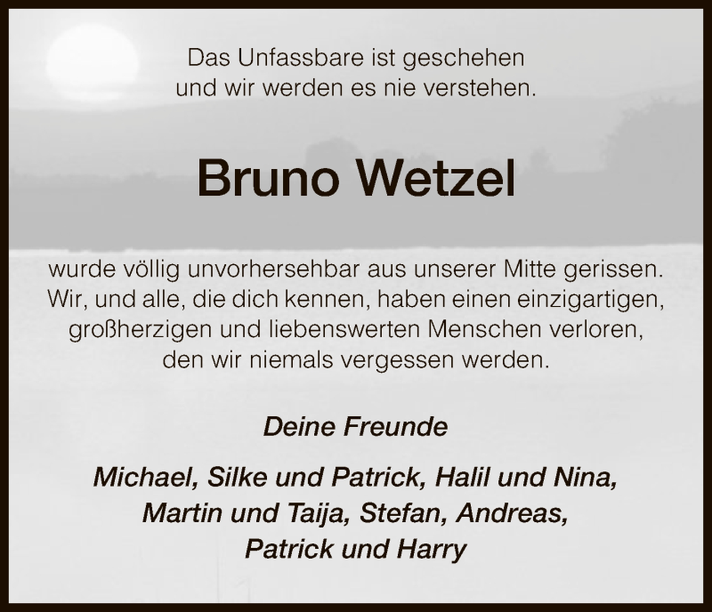  Traueranzeige für Bruno Wetzel vom 18.01.2017 aus HNA