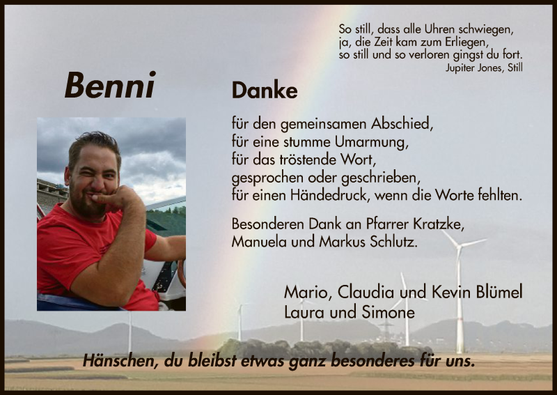  Traueranzeige für Benni  vom 14.10.2017 aus HNA