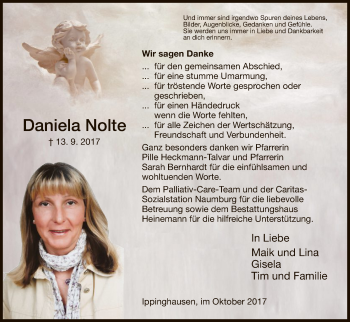 Traueranzeige von Daniela Nolte von HNA