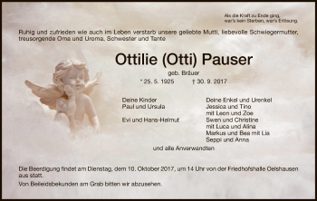 Traueranzeige von Ottilie  Pauser von HNA