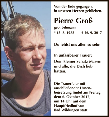 Traueranzeige von Pierre Groß von HNA