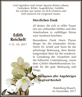 Traueranzeige von Edith Reichelt von HNA