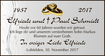 Traueranzeige von Elfriede und Paul Schmidt von HNA