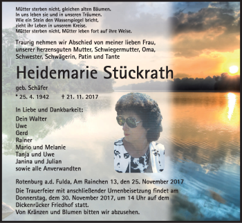 Traueranzeige von Heidemarie Stückrath von etm