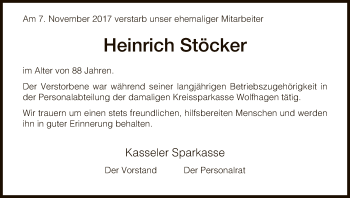 Traueranzeige von Heinrich Stöcker von HNA