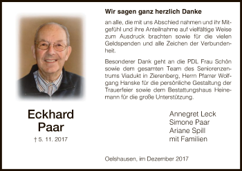 Traueranzeige von Eckhard Paar von HNA