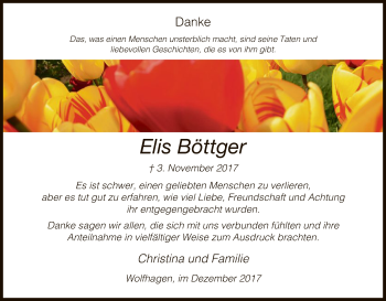 Traueranzeige von Elis Böttger von HNA