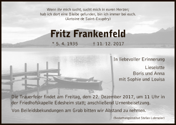 Traueranzeige von Fritz Frankenfeld von HNA
