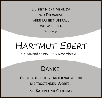 Traueranzeige von Hartmut Ebert von HNA