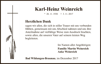 Traueranzeige von Karl-Heinz Weinreich von HNA