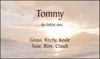 Traueranzeige von Tommy  von HNA