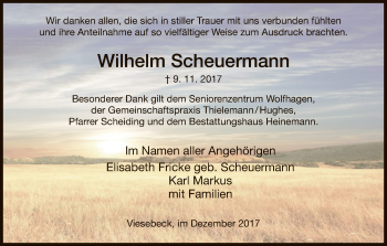 Traueranzeige von Wilhelm Scheuermann von HNA