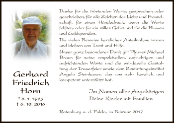 Traueranzeige von Gerhard Friedrich Horn von HNA