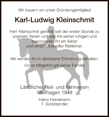 Traueranzeige von Karl-Ludwig Kleinschmit von HNA