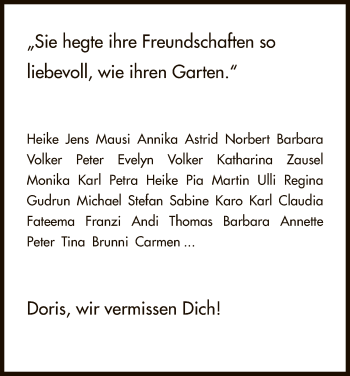 Traueranzeige von Doris  von HNA