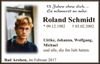 Traueranzeige von Roland Schmidt von HNA