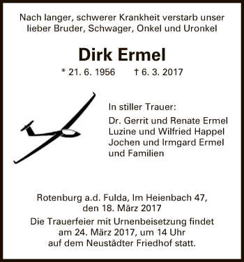 Traueranzeige von Dirk Ermel von HNA