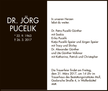 Traueranzeige von Jörg Pucelik von HNA