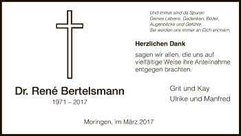 Traueranzeige von René Bertelsmann von HNA