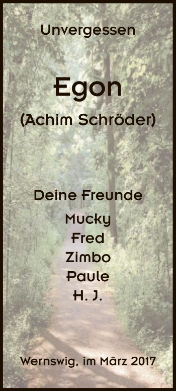 Traueranzeige von Achim Schröder von HNA