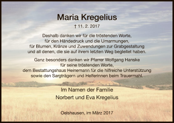 Traueranzeige von Maria Kregelius von HNA