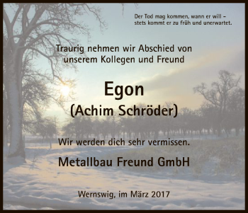 Traueranzeige von Achim Schröder von HNA