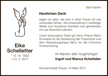 Traueranzeige von Elke Schelletter von HNA