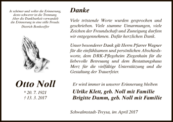 Traueranzeige von Otto Noll von HNA