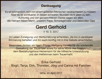 Traueranzeige von Gerd Gerhold von HNA